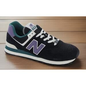 New Balance 574 NB Black Purple Teal Lifestyle Shoes Mens 9.5 NEW Fast Shipping
